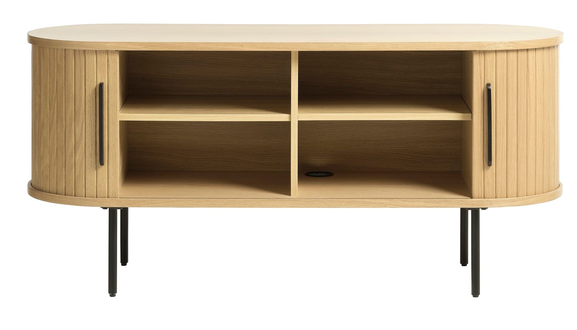 Unique Furniture A/S Comoda TV din pal, MDF si furnir, cu 2 usi, Nola Stejar / Negru, l120xA40xH56 cm