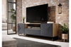 Bogart Comoda TV din pal, MDF si metal, cu 1 sertar si 2 usi, Asha 167-2D1SZ Antracit / Stejar Artisan / Negru, l167xA40xH60 cm