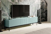 Comoda TV din pal, MDF si metal, cu 1 sertar si 2 usi, Nicole Large RTV 200-2K1SZ Negru, l200xA45xH53 cm (2)