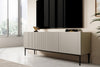 Comoda TV din pal, MDF si metal, cu 1 sertar si 2 usi, Nicole RTV 150-2K1SZ Negru, l150xA45xH53 cm (2)
