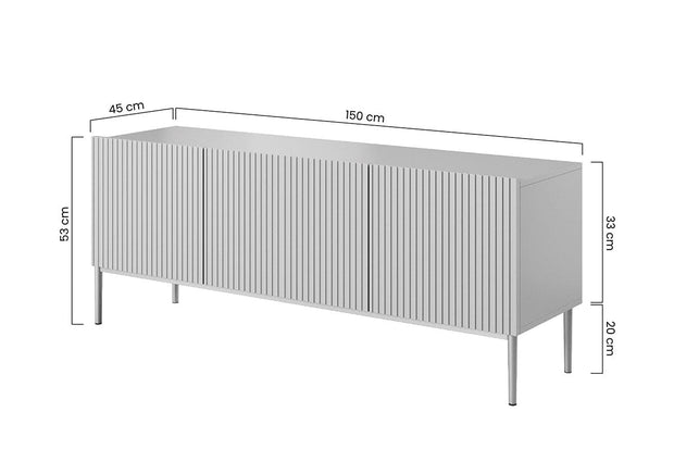 Comoda TV din pal, MDF si metal, cu 1 sertar si 2 usi, Nicole RTV 150-2K1SZ Negru, l150xA45xH53 cm (12)