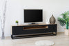 Bogart Comoda TV din pal, MDF si metal, cu 2 usi, Loftia 200-2D1K Negru / Stejar Artisan, l200xA37xH52 cm