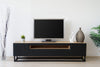 Bogart Comoda TV din pal, MDF si metal, cu 2 usi, Loftia 200-2D1K Negru / Stejar Artisan, l200xA37xH52 cm