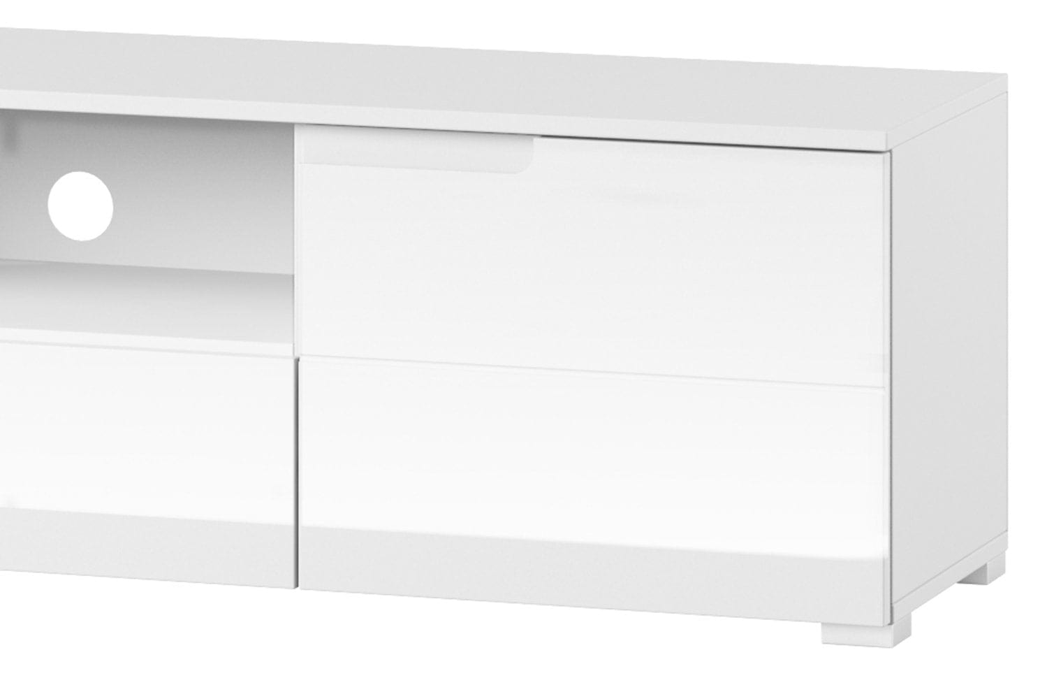 Comoda TV din pal si MDF, cu 1 sertar si 2 usi Gabrielle 9 Alb, l165xA39xH42 cm (2)