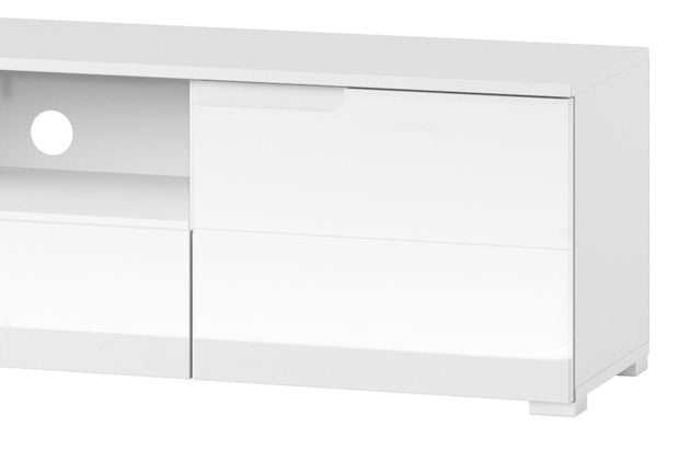 Comoda TV din pal si MDF, cu 1 sertar si 2 usi Gabrielle 9 Alb, l165xA39xH42 cm (2)