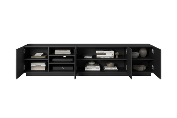 Bogart Comoda TV din pal si MDF, cu 4 usi, Asha 200-5D Negru, l200xA40xH46 cm