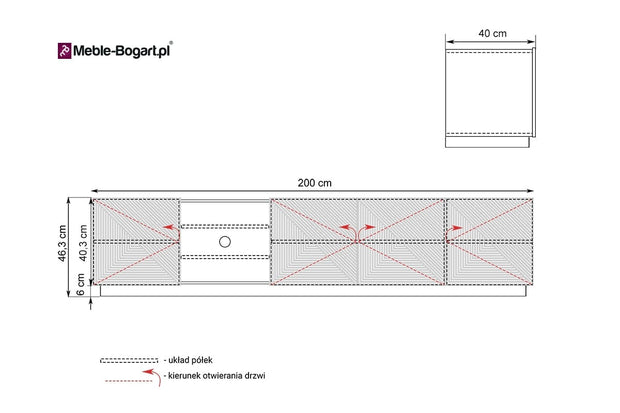 Bogart Comoda TV din pal si MDF, cu 4 usi, Asha 200-5D Negru, l200xA40xH46 cm