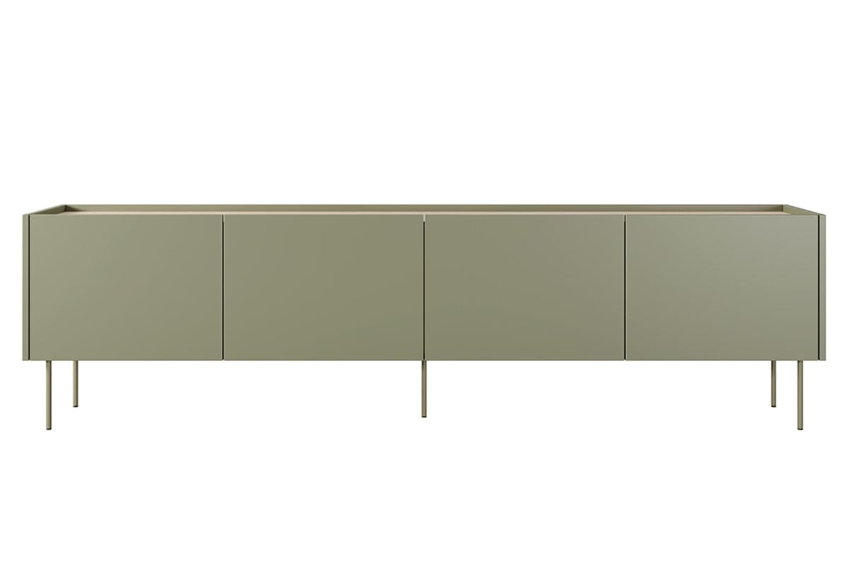 Bogart Comoda TV din pal si metal, cu 1 sertar si 4 usi, Desin 220-4D1SZ Verde Olive, l220xA40xH60 cm