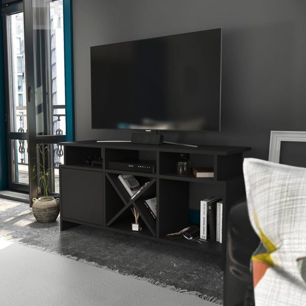 Comoda TV din pal si metal, cu 1 usa, Auburn Antracit, l120xA60,6xH29,9 cm (2)