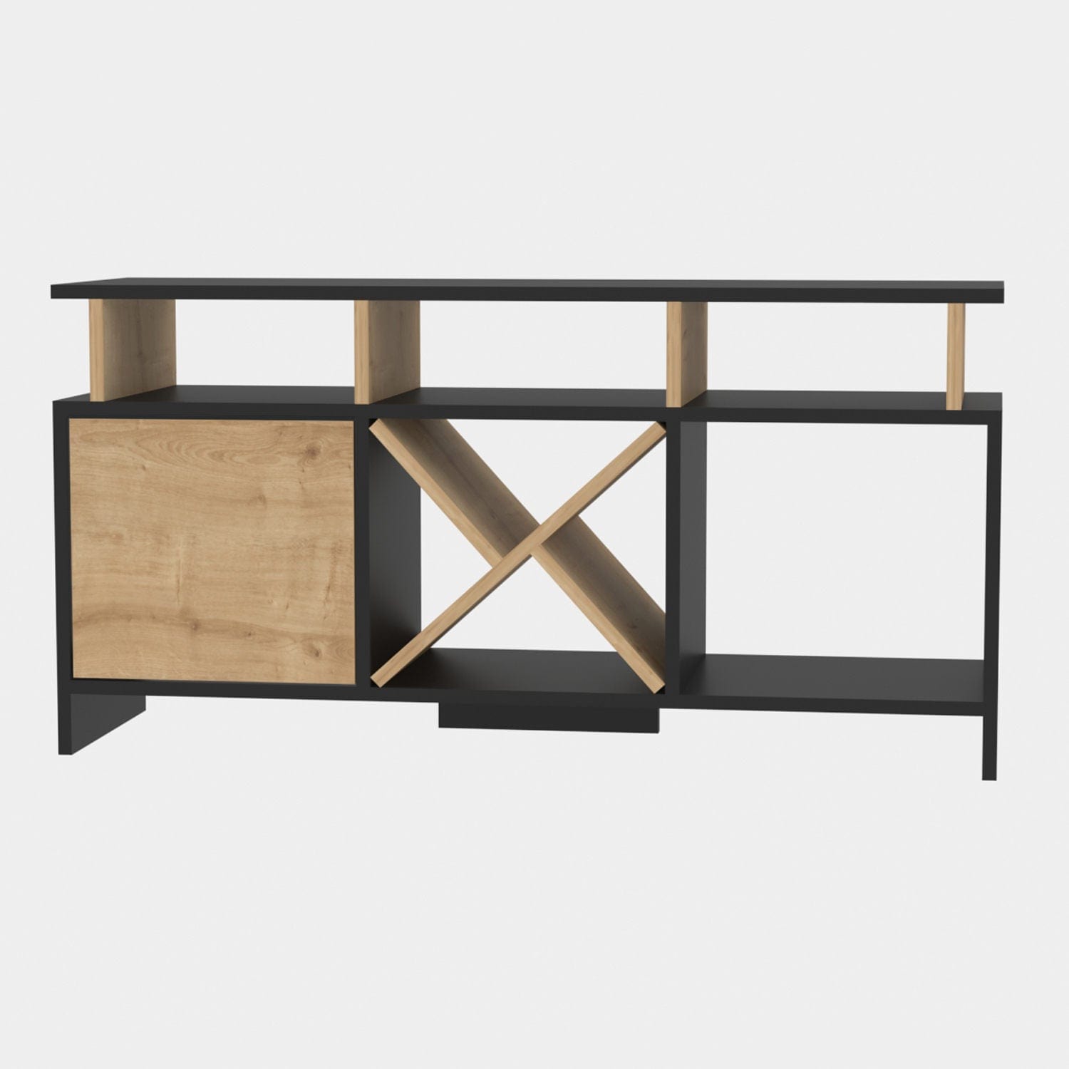 Comoda TV din pal si metal, cu 1 usa, Auburn Antracit / Stejar, l120xA60,6xH29,9 cm (3)