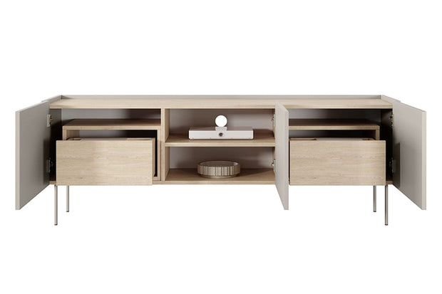 Bogart Comoda TV din pal si metal, cu 2 sertare si 3 usi, Desin 170-3D2SZ Crem, l170xA40xH60 cm