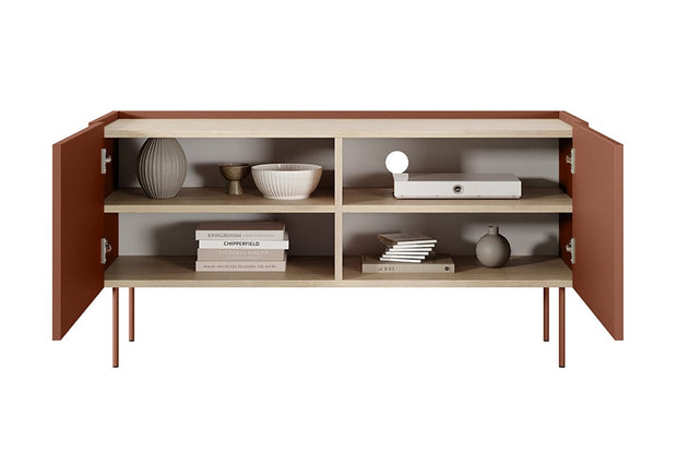 Bogart Comoda TV din pal si metal, cu 2 usi, Desin 120-2D Caramiziu, l120xA40xH60 cm
