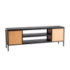 Comoda TV din pal si metal, cu 2 usi, Skap Natural / Negru, l180xA40xH60 cm