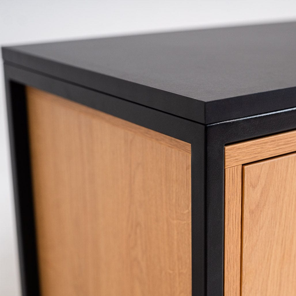 Comoda TV din pal si metal, cu 2 usi, Skap Natural / Negru, l180xA40xH60 cm (1)