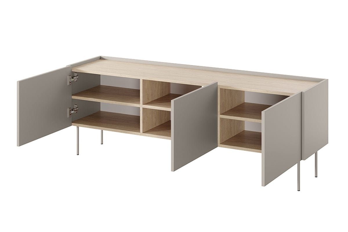 Bogart Comoda TV din pal si metal, cu 3 usi, Desin 170-3D Crem, l170xA40xH60 cm