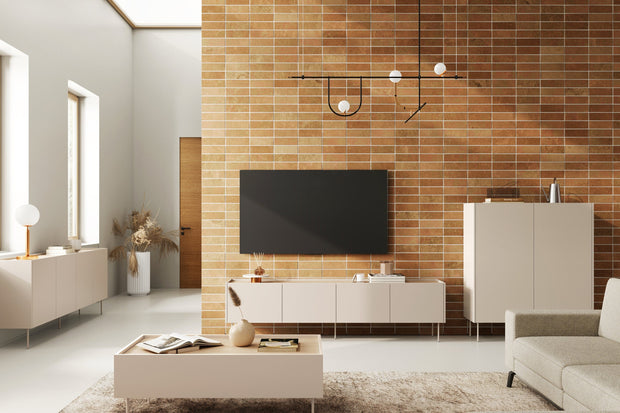 Bogart Comoda TV din pal si metal, cu 4 usi, Desin 220-4D Crem, l220xA40xH60 cm