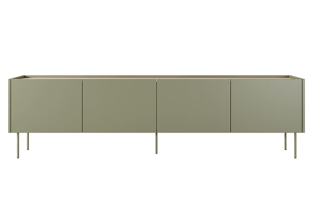 Bogart Comoda TV din pal si metal, cu 4 usi, Desin 220-4D Verde Olive, l220xA40xH60 cm