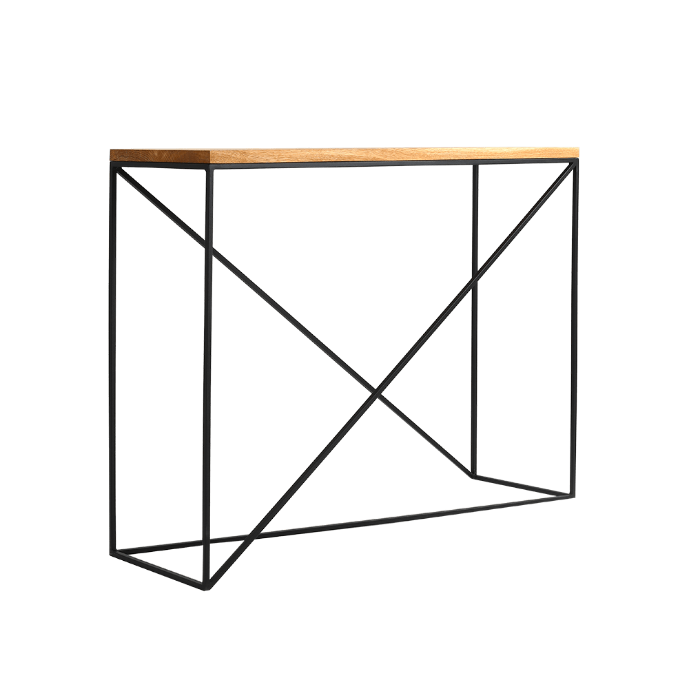 Consola din furnir si metal, Memo Stejar / Negru, l100xA30xH75 cm
