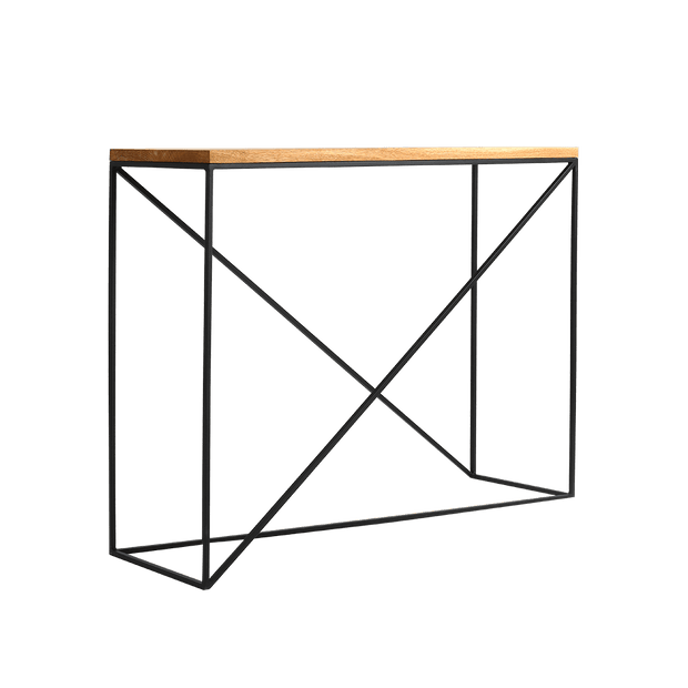 Consola din furnir si metal, Memo Stejar / Negru, l100xA30xH75 cm