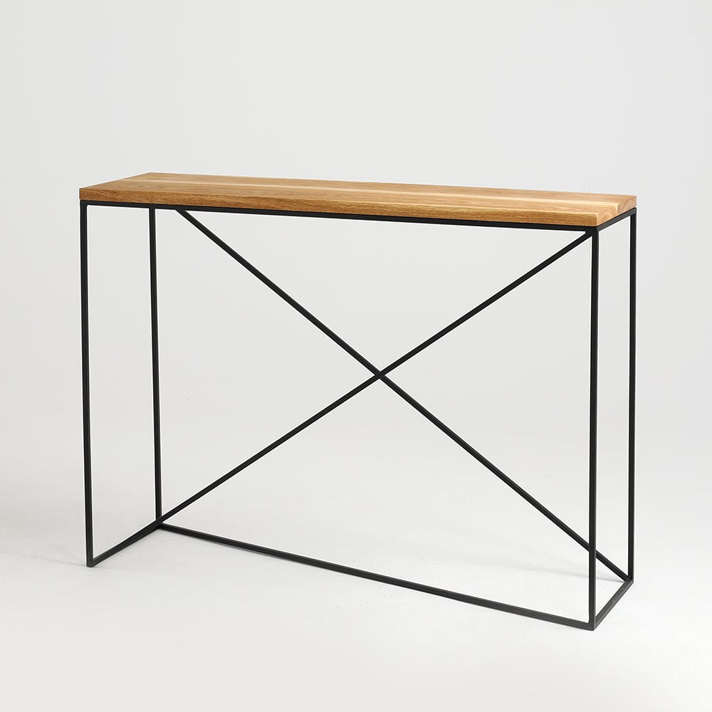 Consola din furnir si metal, Memo Stejar / Negru, l100xA30xH75 cm (1)