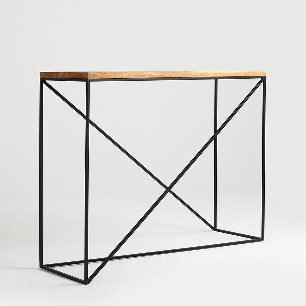 Consola din furnir si metal, Memo Stejar / Negru, l100xA30xH75 cm (2)
