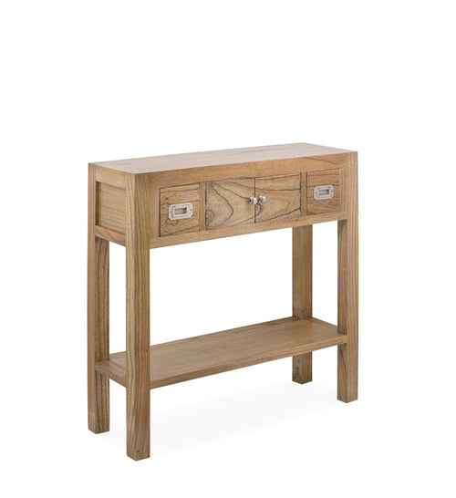 Consola din lemn, cu 2 sertare si 2 usi, Merapi Bej, l80xA27xH80 cm