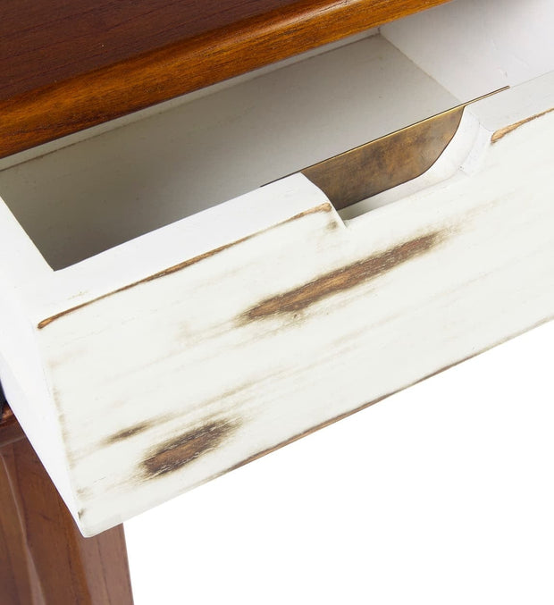 Consola din lemn cu 3 sertare, Nordic Nuc / Alb, l110xA30xH80 cm (6)