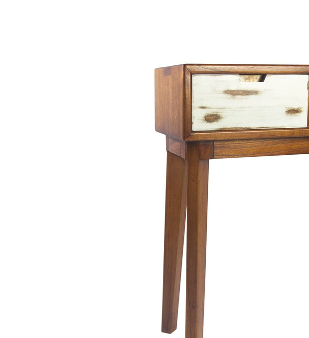 Consola din lemn cu 3 sertare, Nordic Nuc / Alb, l110xA30xH80 cm (7)