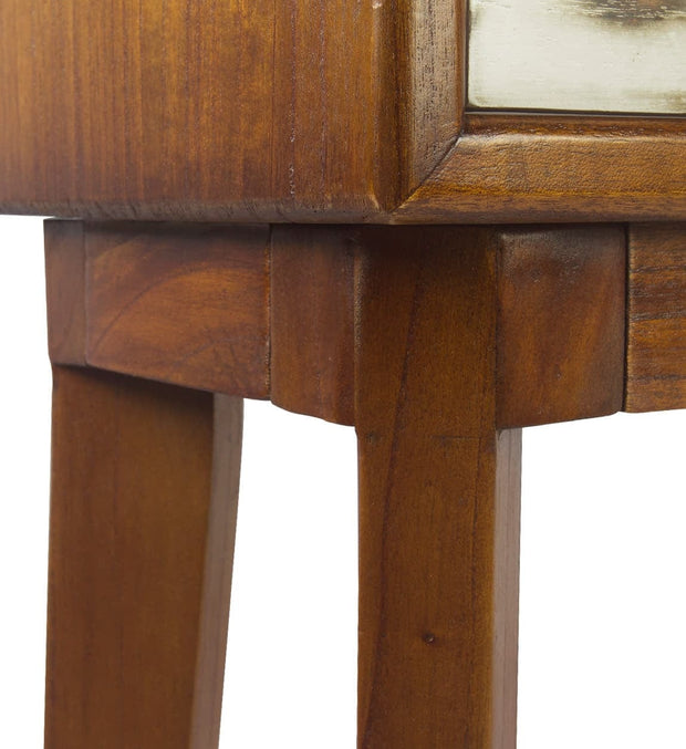 Consola din lemn cu 3 sertare, Nordic Nuc / Alb, l110xA30xH80 cm (8)