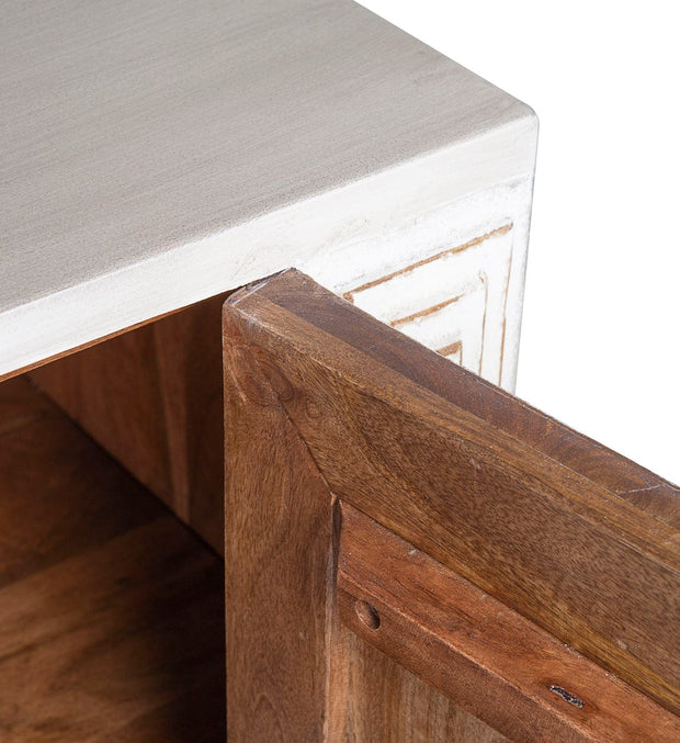 Consola din lemn, cu 3 usi, Gatsby Alb Antichizat / Gri Antichizat, l188xA45xH85 cm (2)