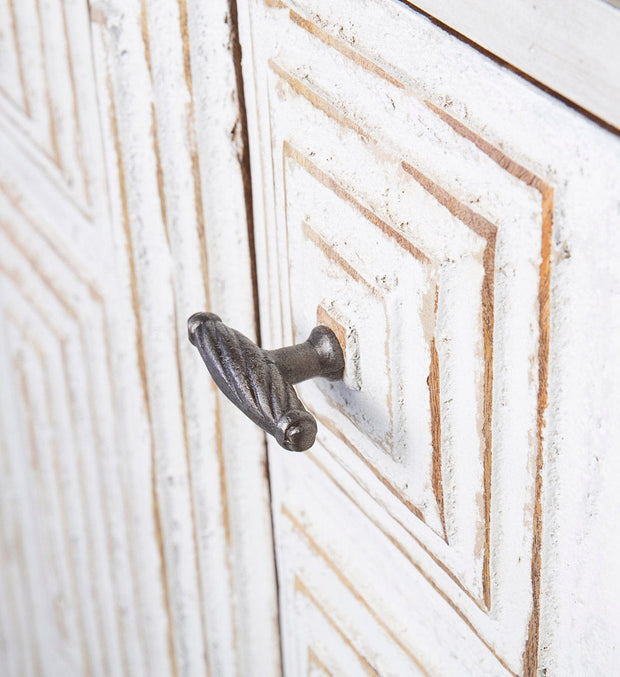 Consola din lemn, cu 3 usi, Gatsby Alb Antichizat / Gri Antichizat, l188xA45xH85 cm (3)