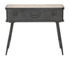 Consola din lemn de brad si metal, cu spatiu de depozitare Industry Natural / Grafit, l80xA35xH67,5 cm (2)
