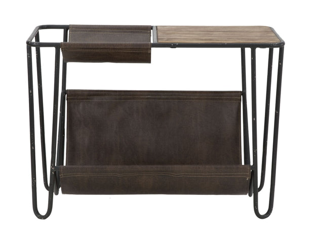 Consola din lemn de brad si metal, cu suport reviste Simply Natural / Negru, l83,5xl42xH61 cm (2)