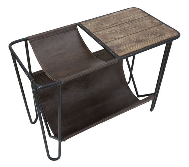 Consola din lemn de brad si metal, cu suport reviste Simply Natural / Negru, l83,5xl42xH61 cm (4)