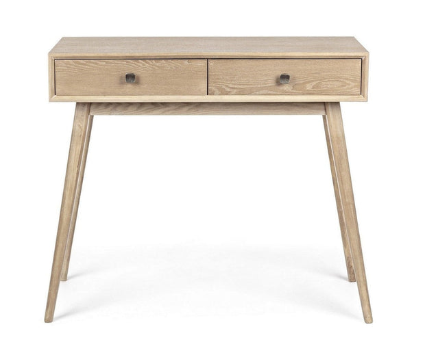 Consola din lemn de frasin si MDF, cu 2 sertare, Alannis Natural, l90xA40xH78 cm (1)