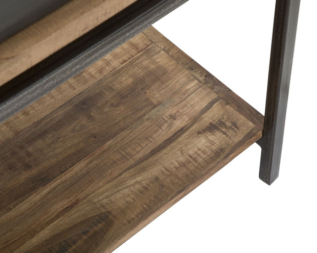 Consola din lemn de salcam si metal, cu 2 sertare, Yellowstone Natural, l118xA40xH80 cm (7)