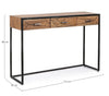 Consola din lemn de salcam si metal, cu 3 sertare, Egon Natural / Negru, l115xA35xH80 cm (6)