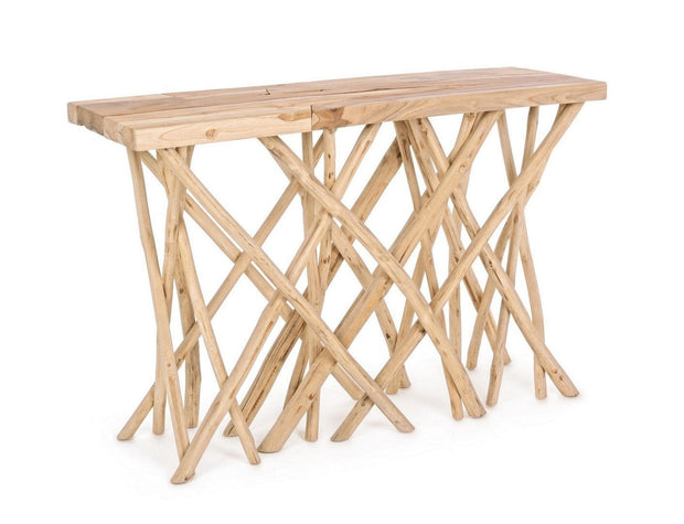 Consola din lemn de tec, Aili Natural, l120xA29xH80 cm
