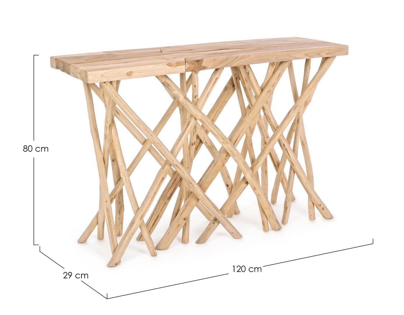 Consola din lemn de tec, Aili Natural, l120xA29xH80 cm (3)