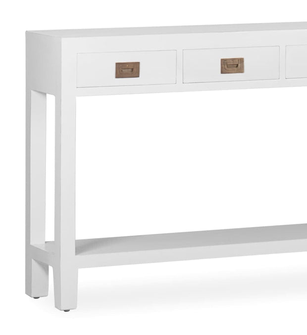 Consola din lemn si furnir, cu 3 sertare, Everest Alb, l110xA30xH80 cm (1)