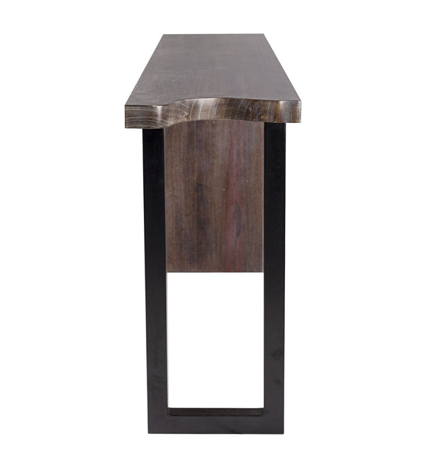 Consola din lemn si metal, Taine Nuc / Negru, l190xA35xH85 cm (1)