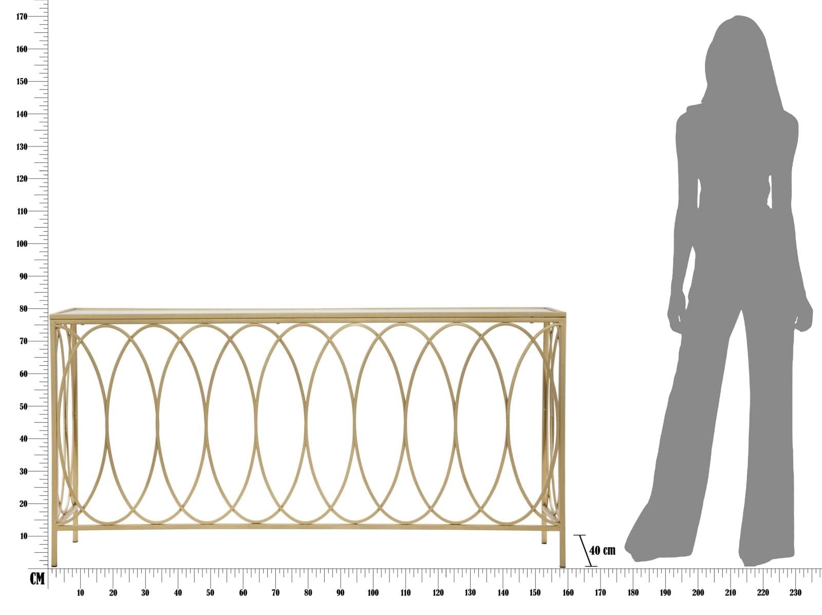 Consola din metal si sticla Arc Marmura / Auriu, l160xA40xH79 cm (7)