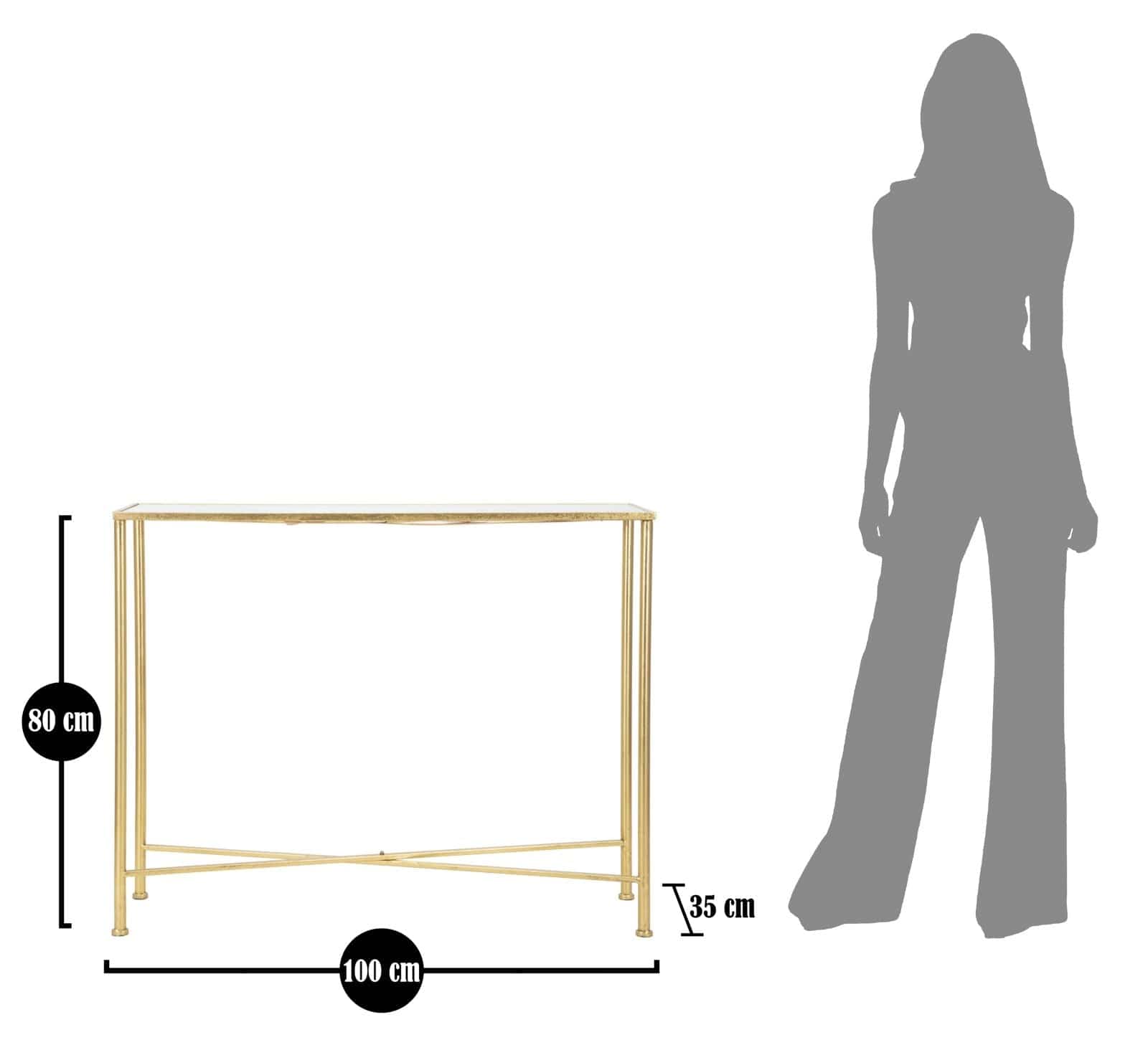 Consola din metal si sticla, Butterflies Auriu, l100xA35xH80 cm (6)