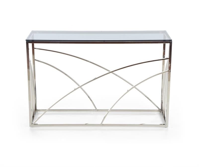 Consola din metal si sticla, Knox-5 Fumuriu / Argintiu, l120xA40xH78 cm (2)