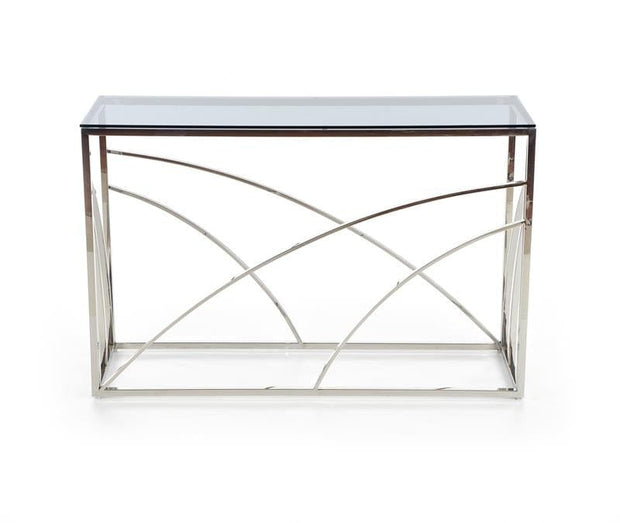 Consola din metal si sticla, Knox-5 Fumuriu / Argintiu, l120xA40xH78 cm (2)
