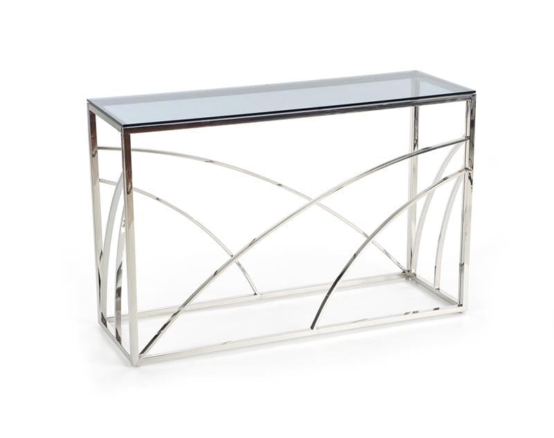 Consola din metal si sticla, Knox-5 Fumuriu / Argintiu, l120xA40xH78 cm (3)