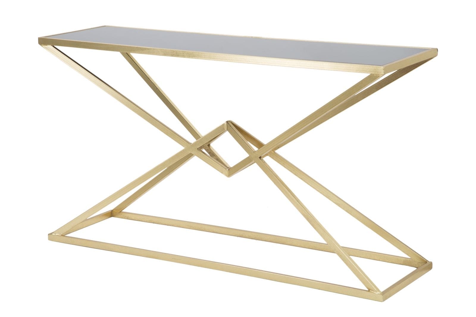 Consola din metal si sticla Piramid Auriu / Negru, l130xA40xH75 cm (1)