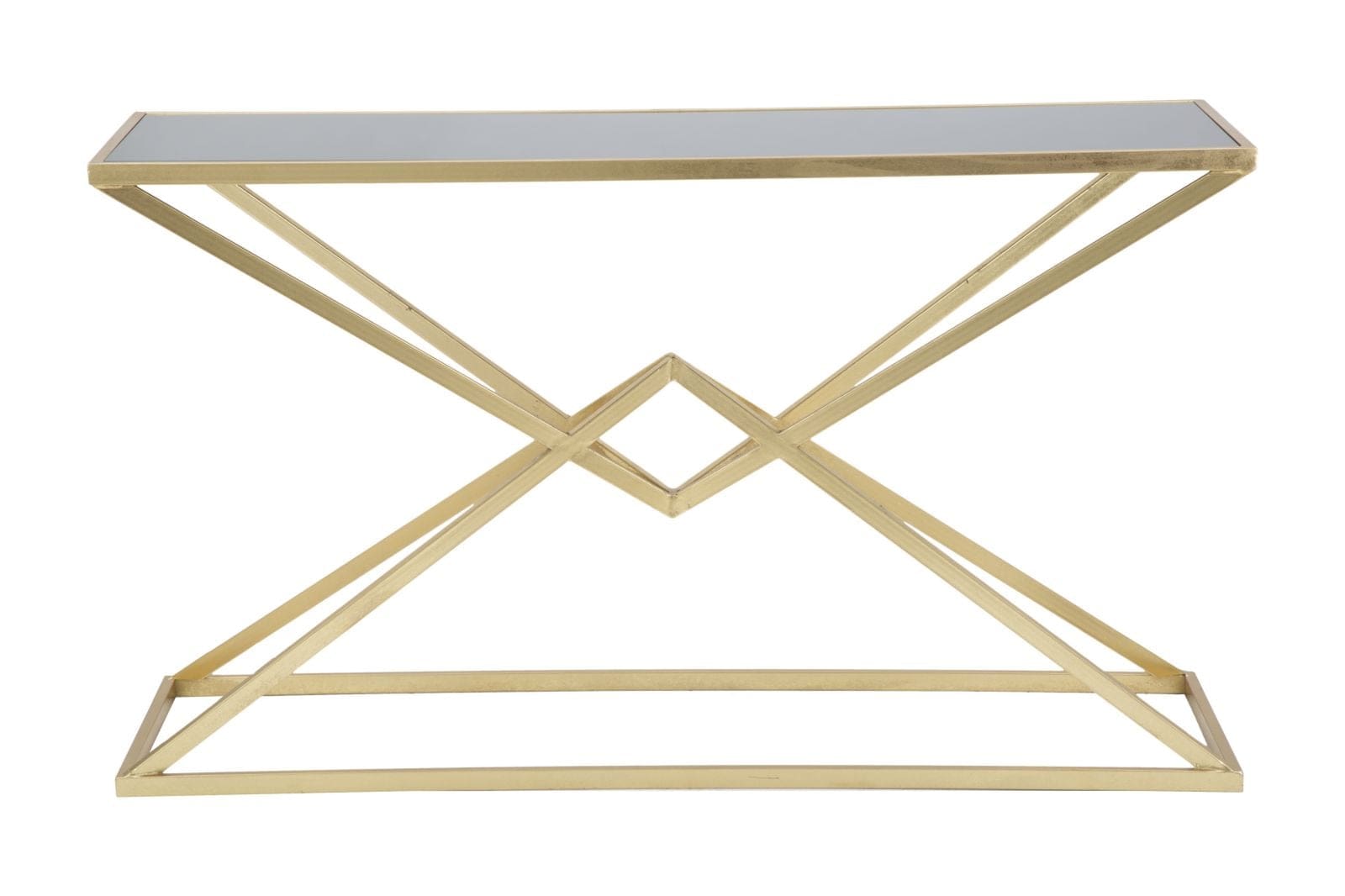 Consola din metal si sticla Piramid Auriu / Negru, l130xA40xH75 cm (2)
