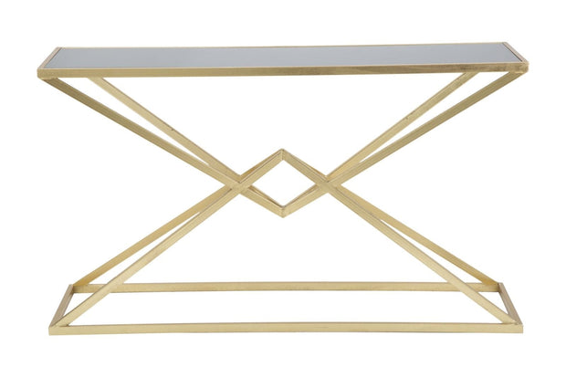 Consola din metal si sticla Piramid Auriu / Negru, l130xA40xH75 cm (2)