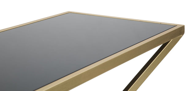 Consola din metal si sticla Piramid Auriu / Negru, l130xA40xH75 cm (4)